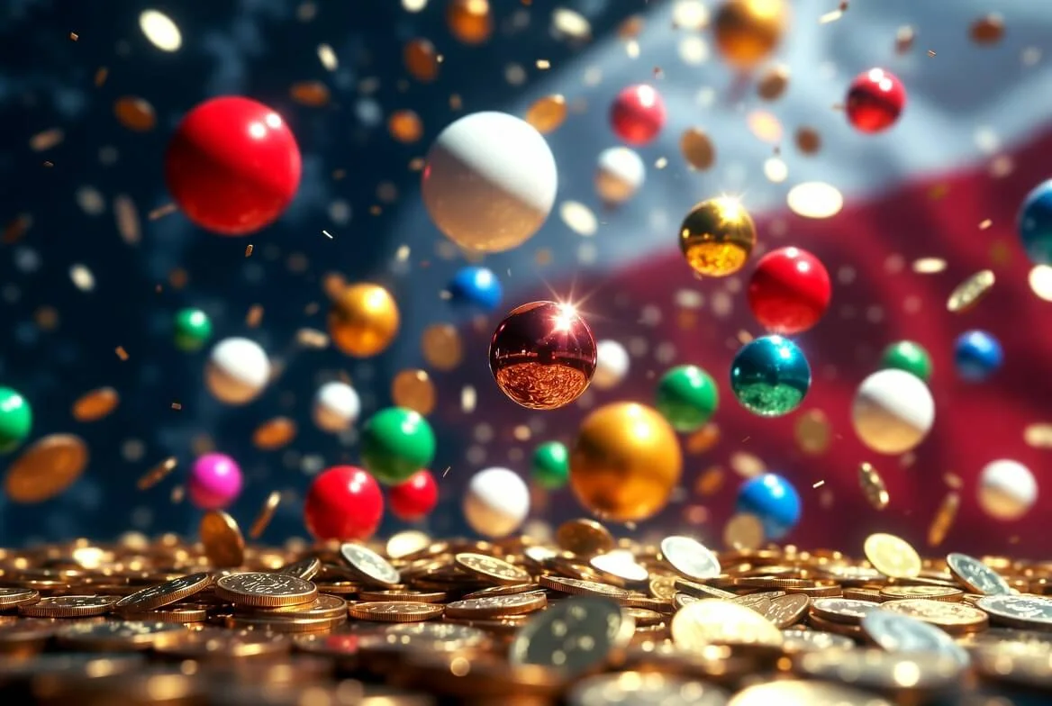 Monety i confetti symbolizujące wygrane w zdrapkach Lotto